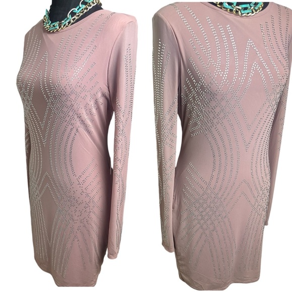 Brand: Blashe, size: L, dress with stones, color: brown. - Picture 1 of 13